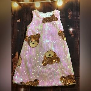 Lola and the boys bear sequin tank top dress size 4